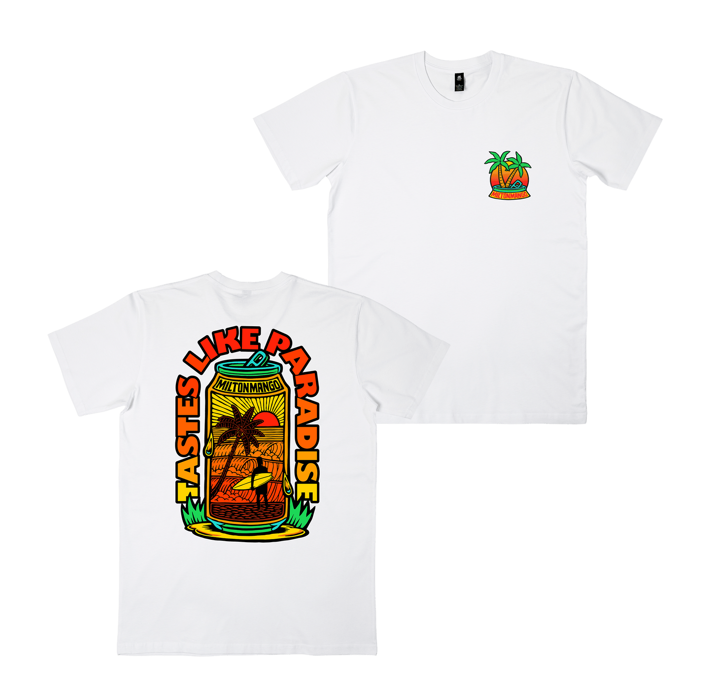 Paradise in a Can Tee White T-Shirt Milton Mango