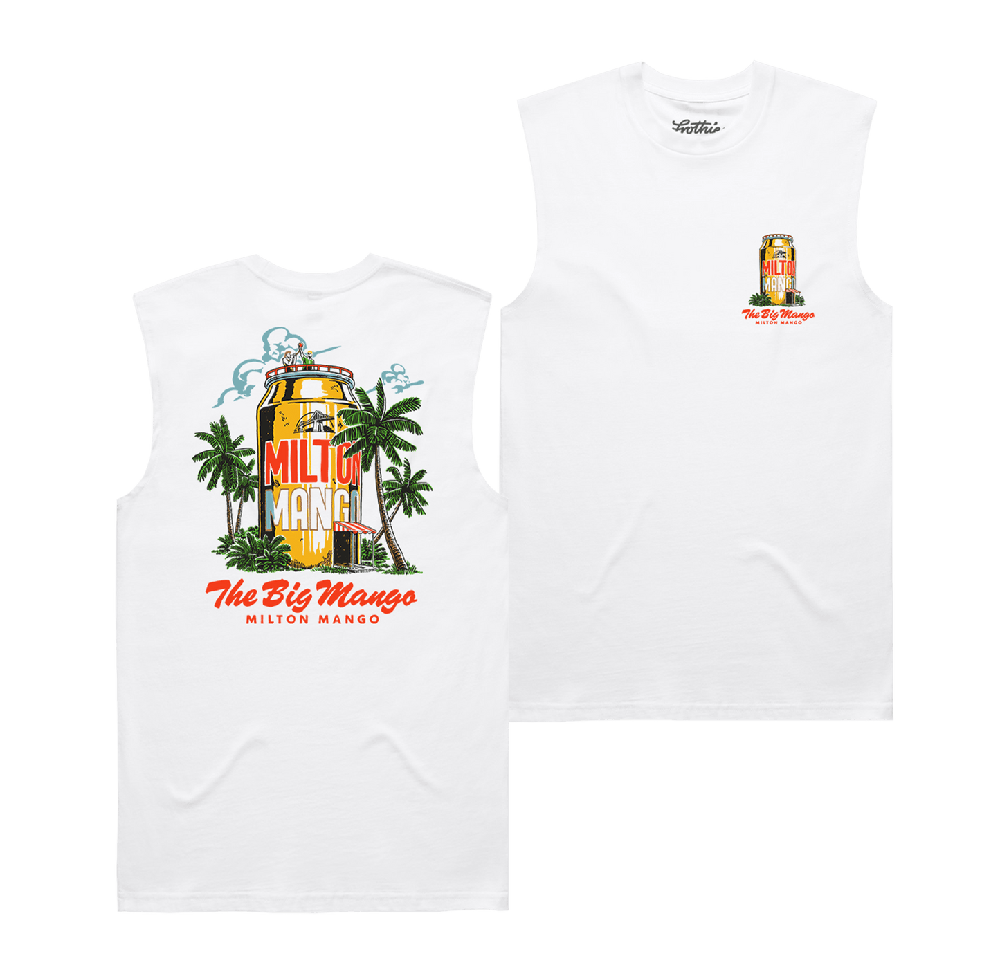 The Big Mango Muscle Tee White Muscle Tank Milton Mango