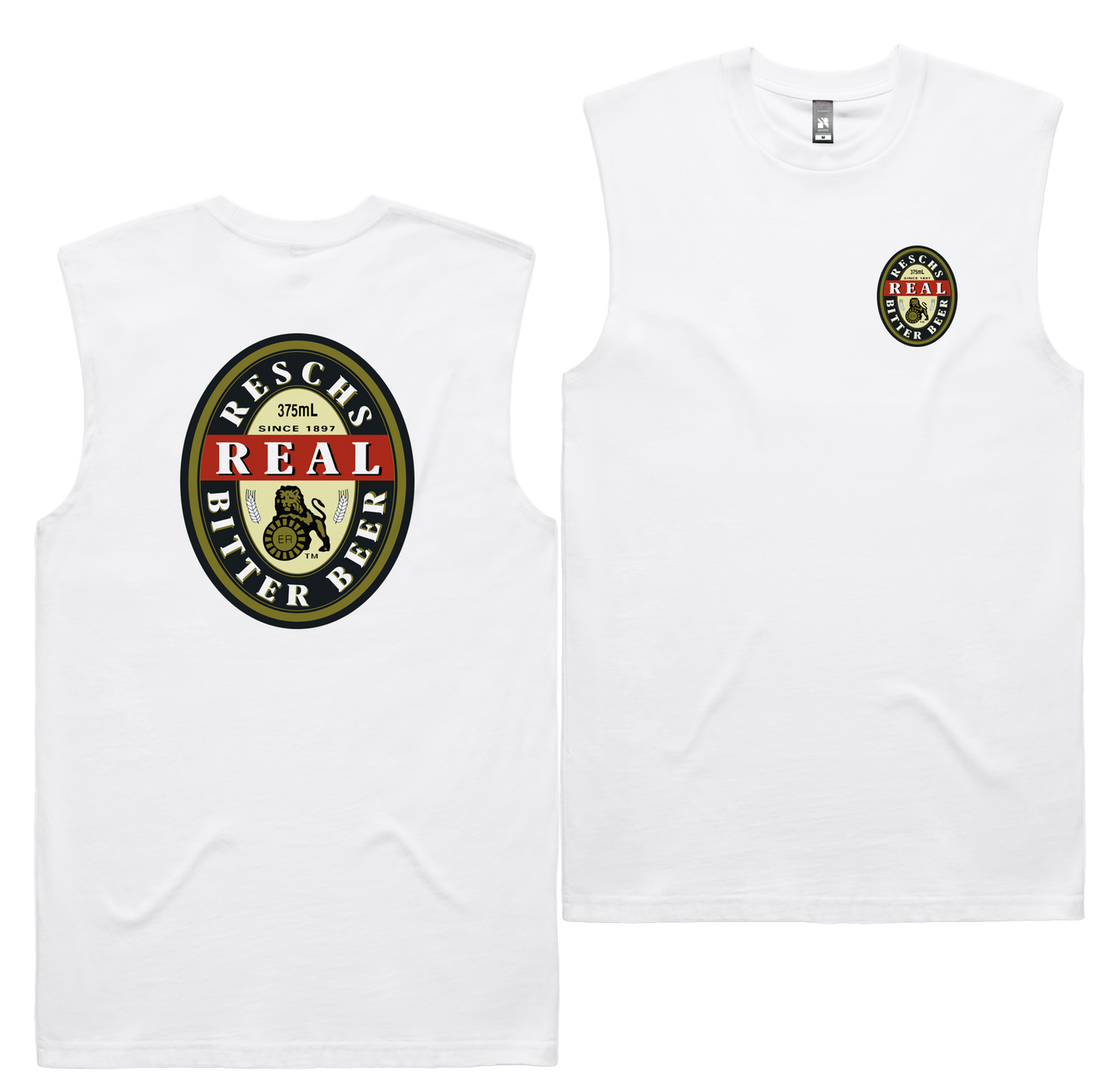 Resch's Real Tank — White front & back