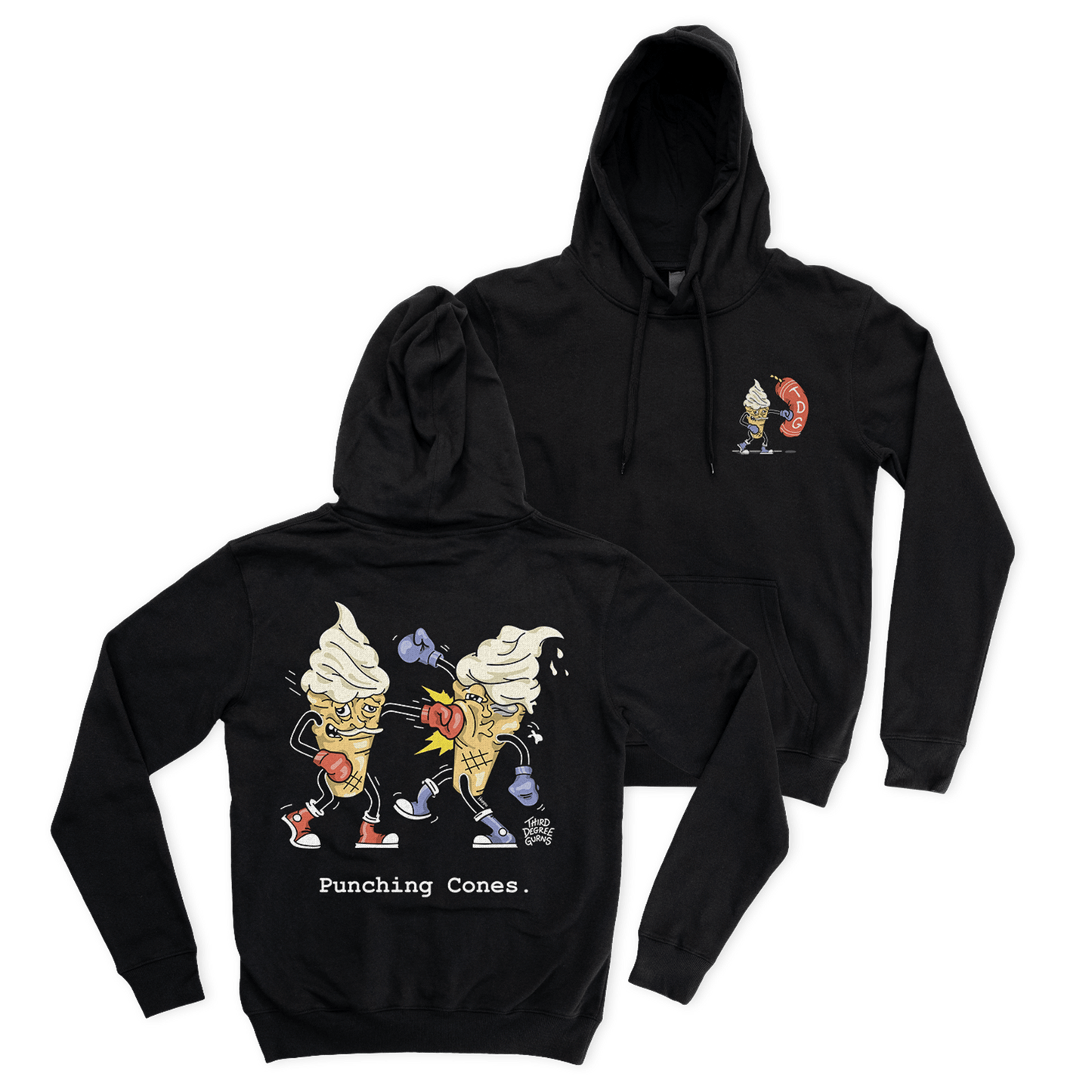 Punching Cones Hoodie Black Hoodie Third Degree Gurns