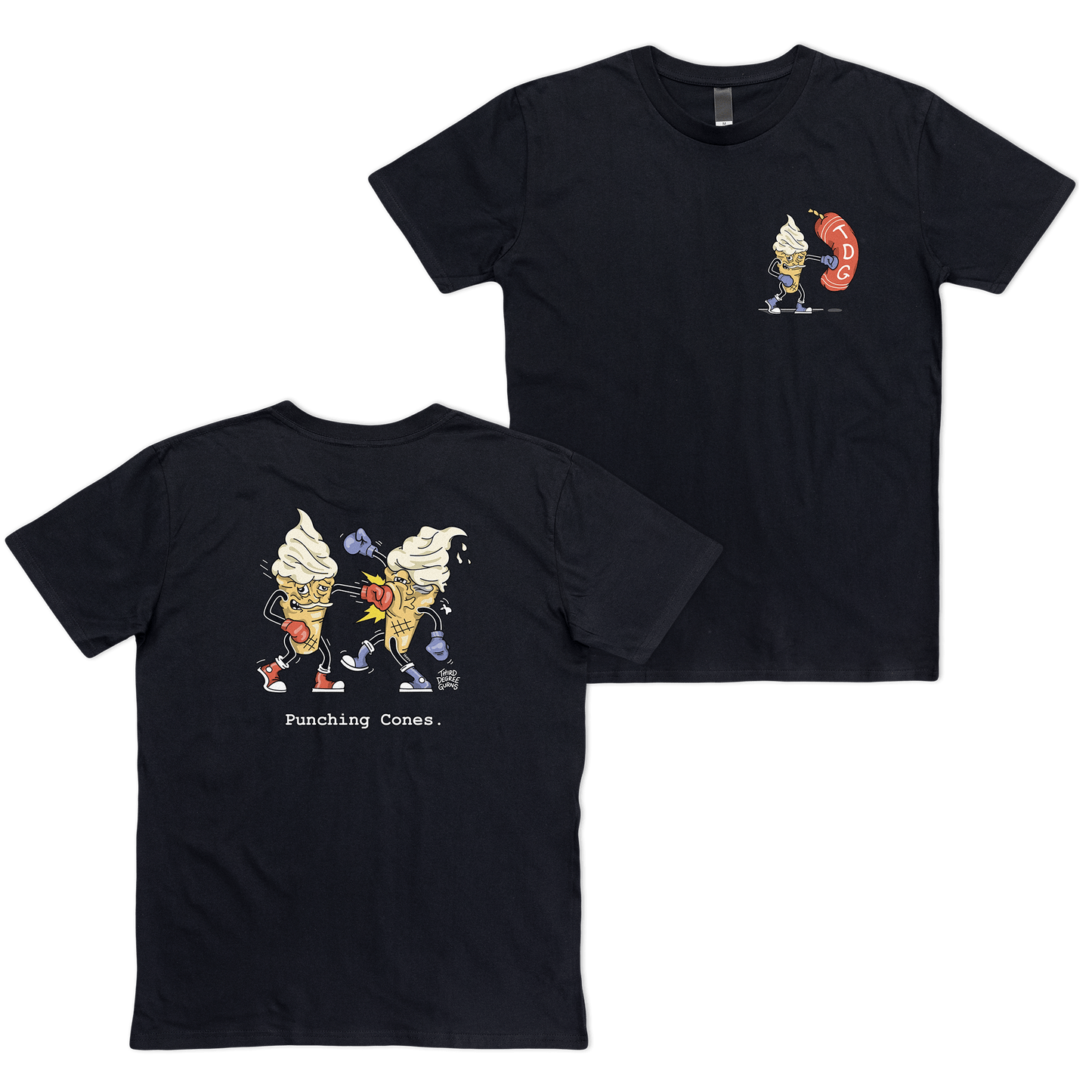 Punching Cones Tee Black Tshirts Third Degree Gurns