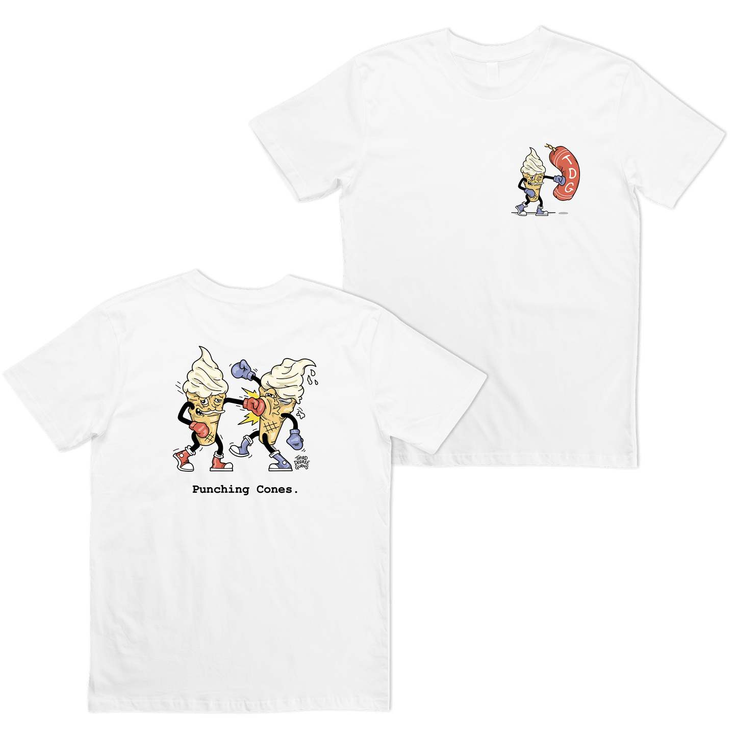 Punching Cones Tee White Tshirts Third Degree Gurns