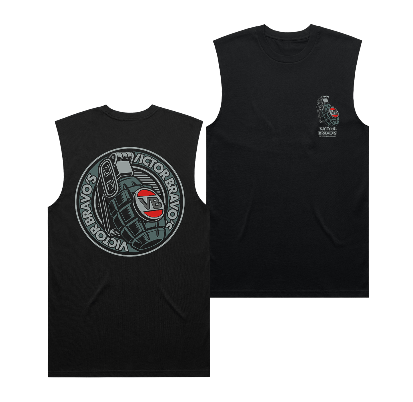 Badge Greenade 2 Muscle Tee Black Muscle Tank Victor Bravo's