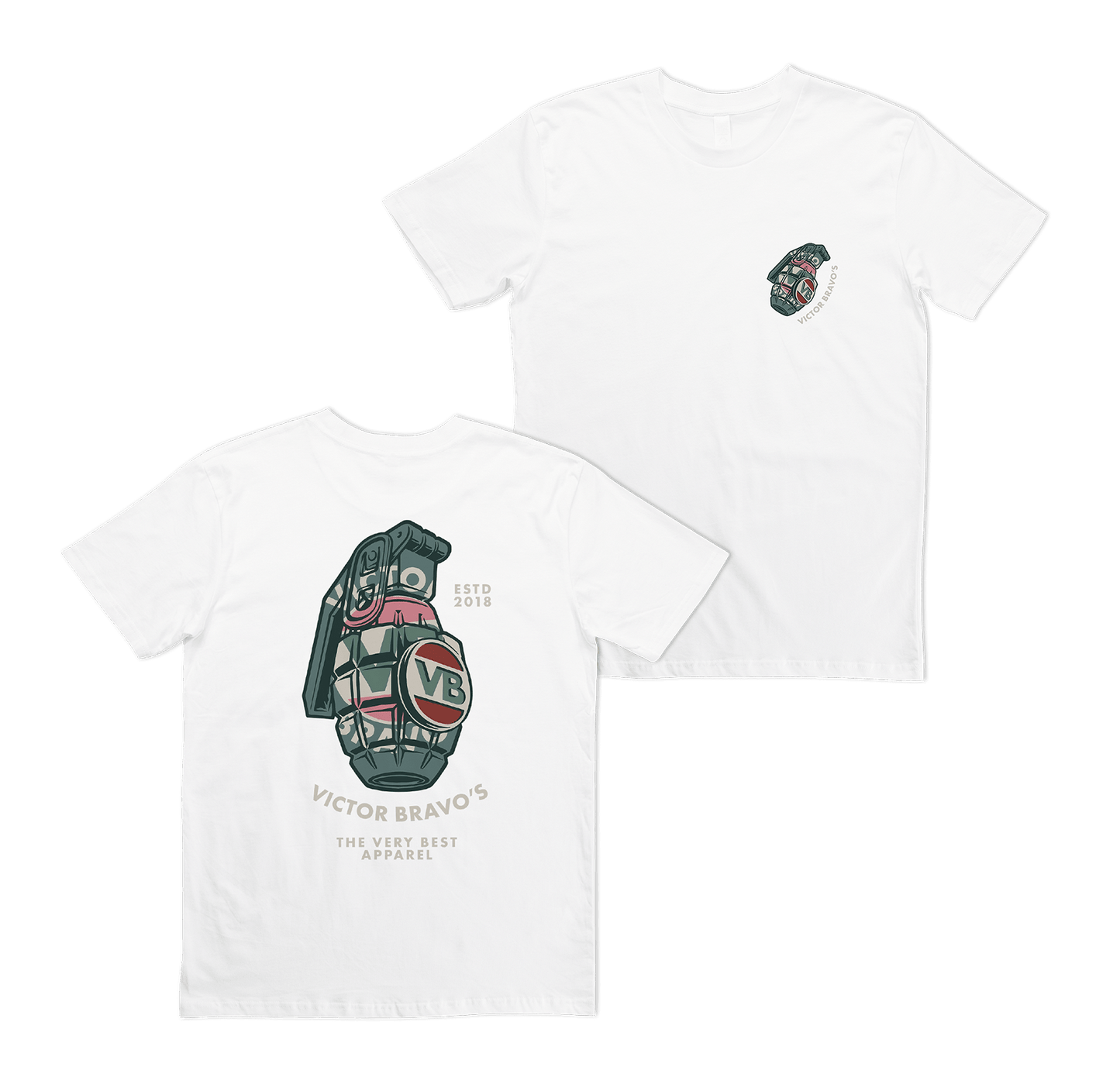 Green Grenade 2.0 Tee White T-Shirts Victor Bravo's