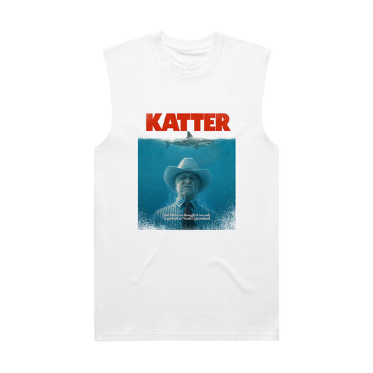 Katter Jaws Muscle Tee White