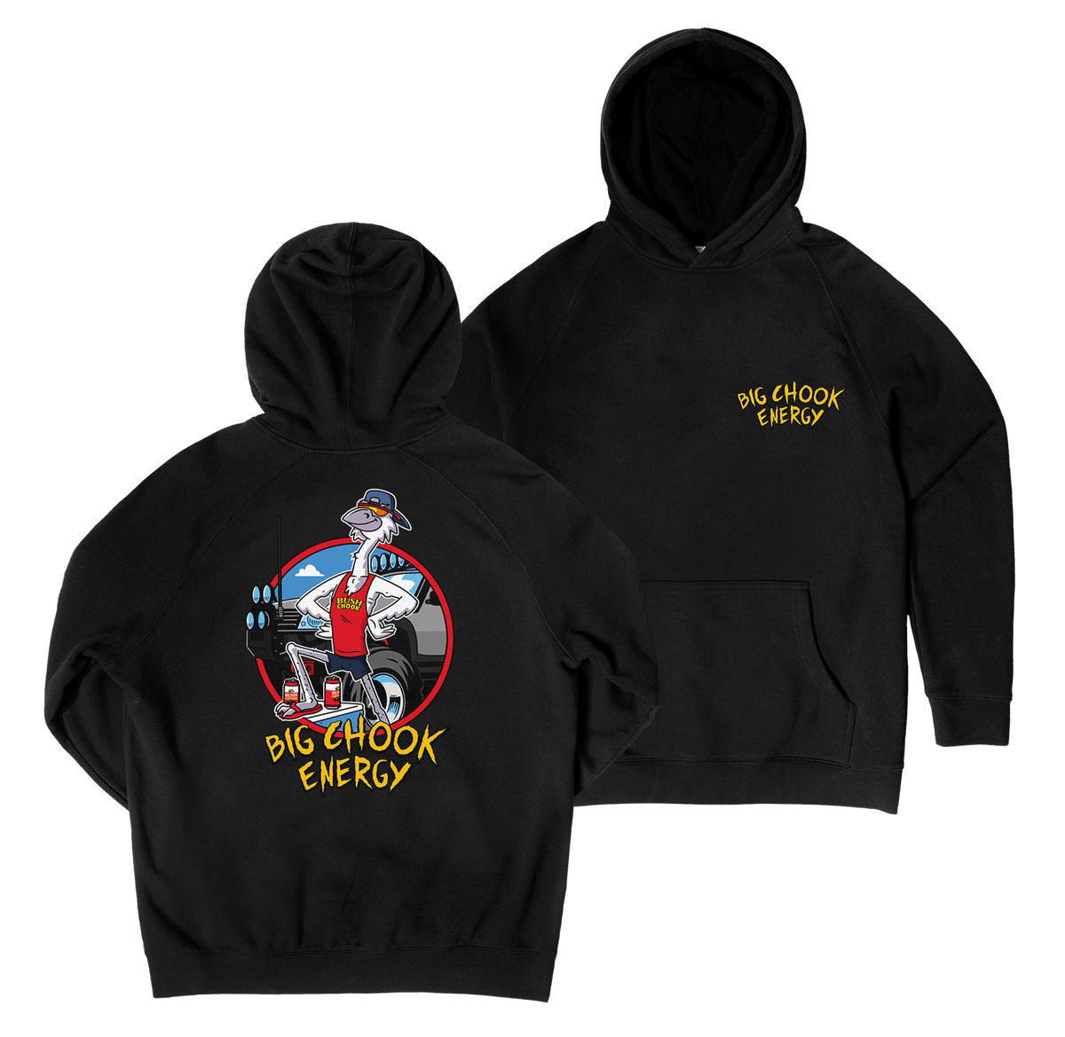 Big Chook Energy Hoodie Black Hoodie Bush Chook