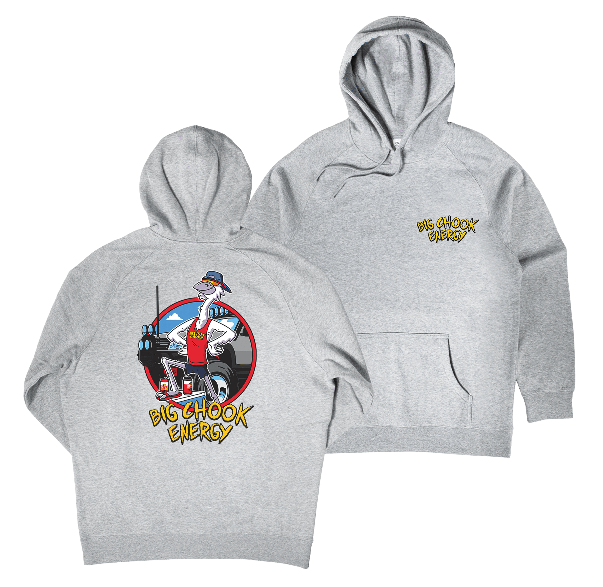 Big Chook Energy Hoodie Grey Hoodie Bush Chook