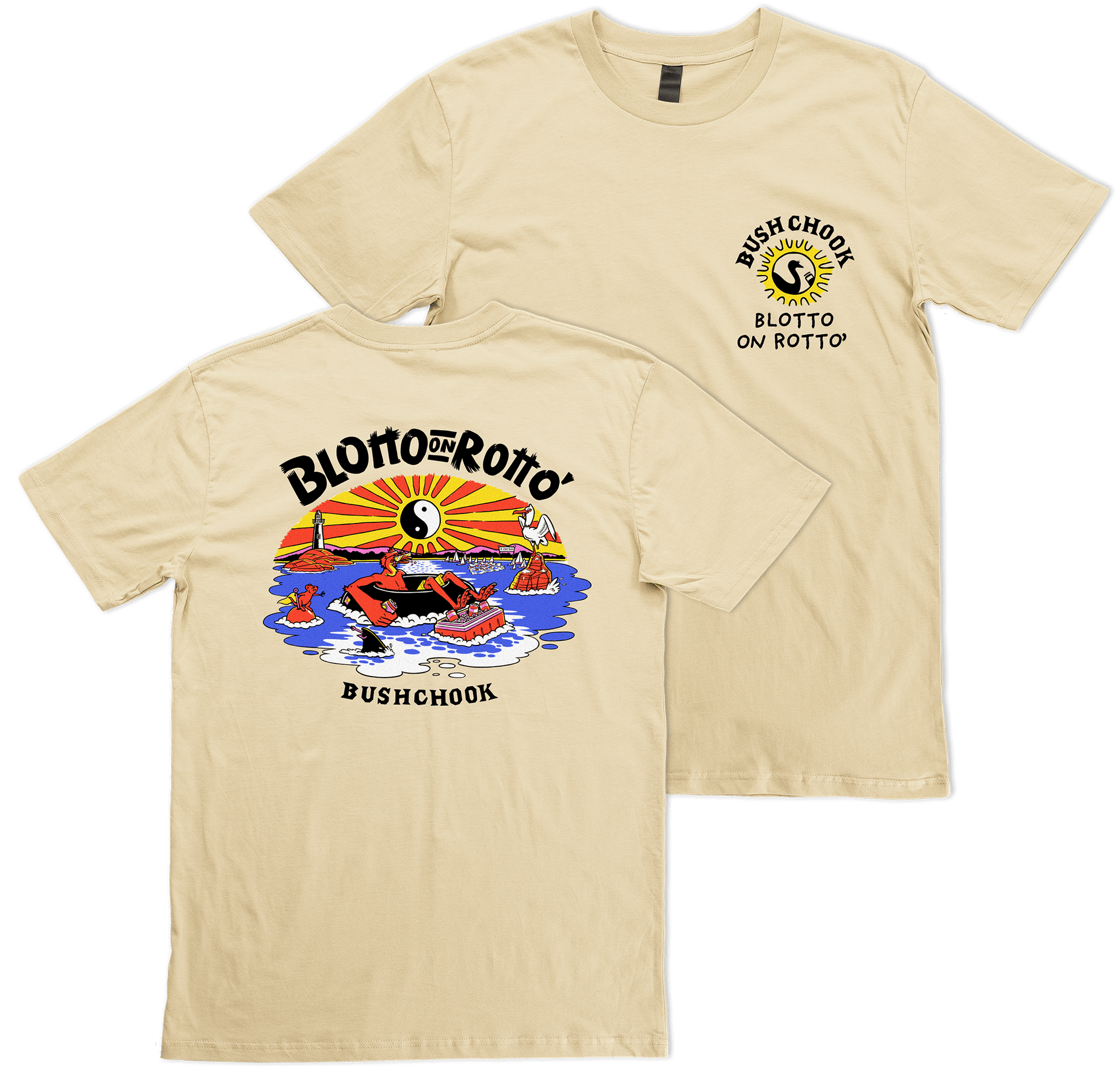 Blotto on Rotto Tee Tan T-Shirt Bush Chook