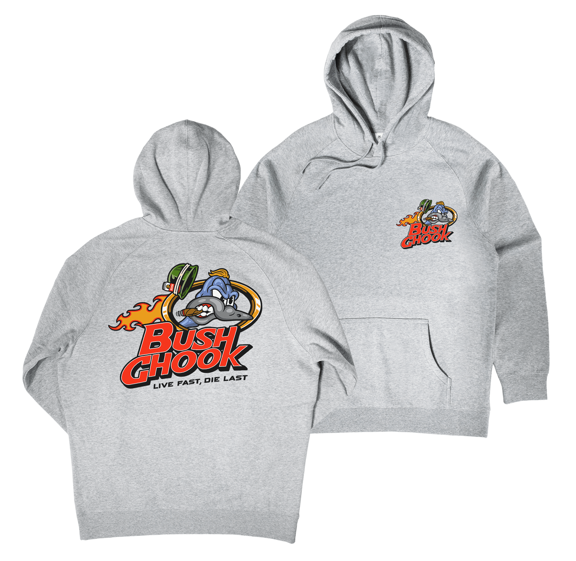Brass Chook Hoodie Grey Hoodie Bush Chook