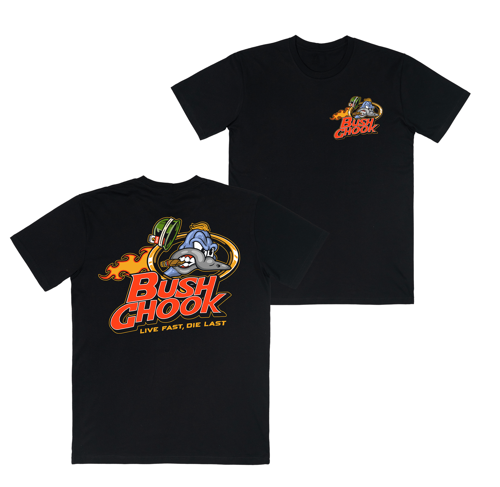 Brass Chook Tee Black T-Shirts Bush Chook