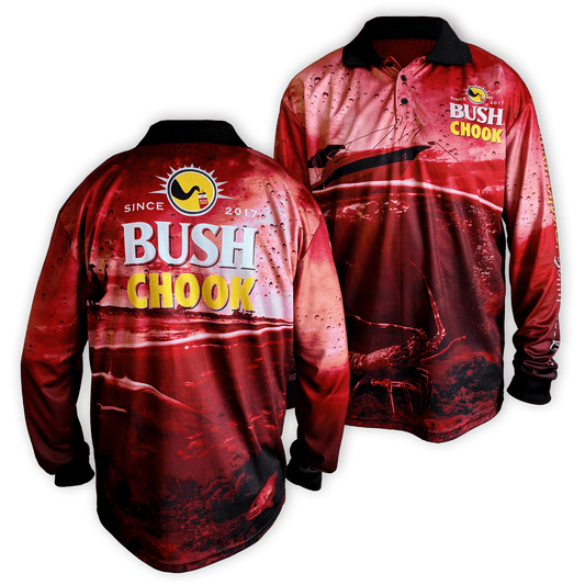 Bush Chook Fishing Jersey - Red Fishing Jersey Bush Chook