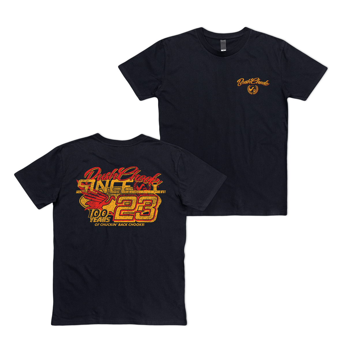 Centenary Tee Black T-Shirt Bush Chook
