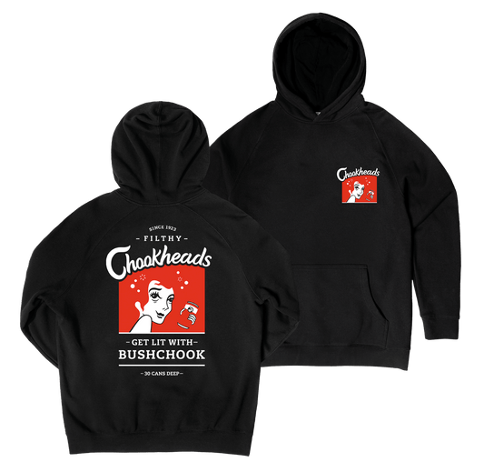 Chookheads Hoodie Black Hoodie Bush Chook