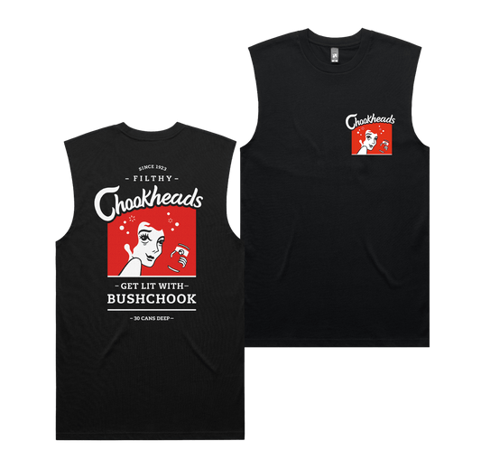 Chookheads Muscle Tee Black Muscle Tank Bush Chook