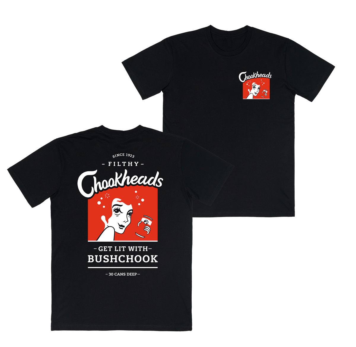 Chookheads Tee Black T-Shirts Bush Chook