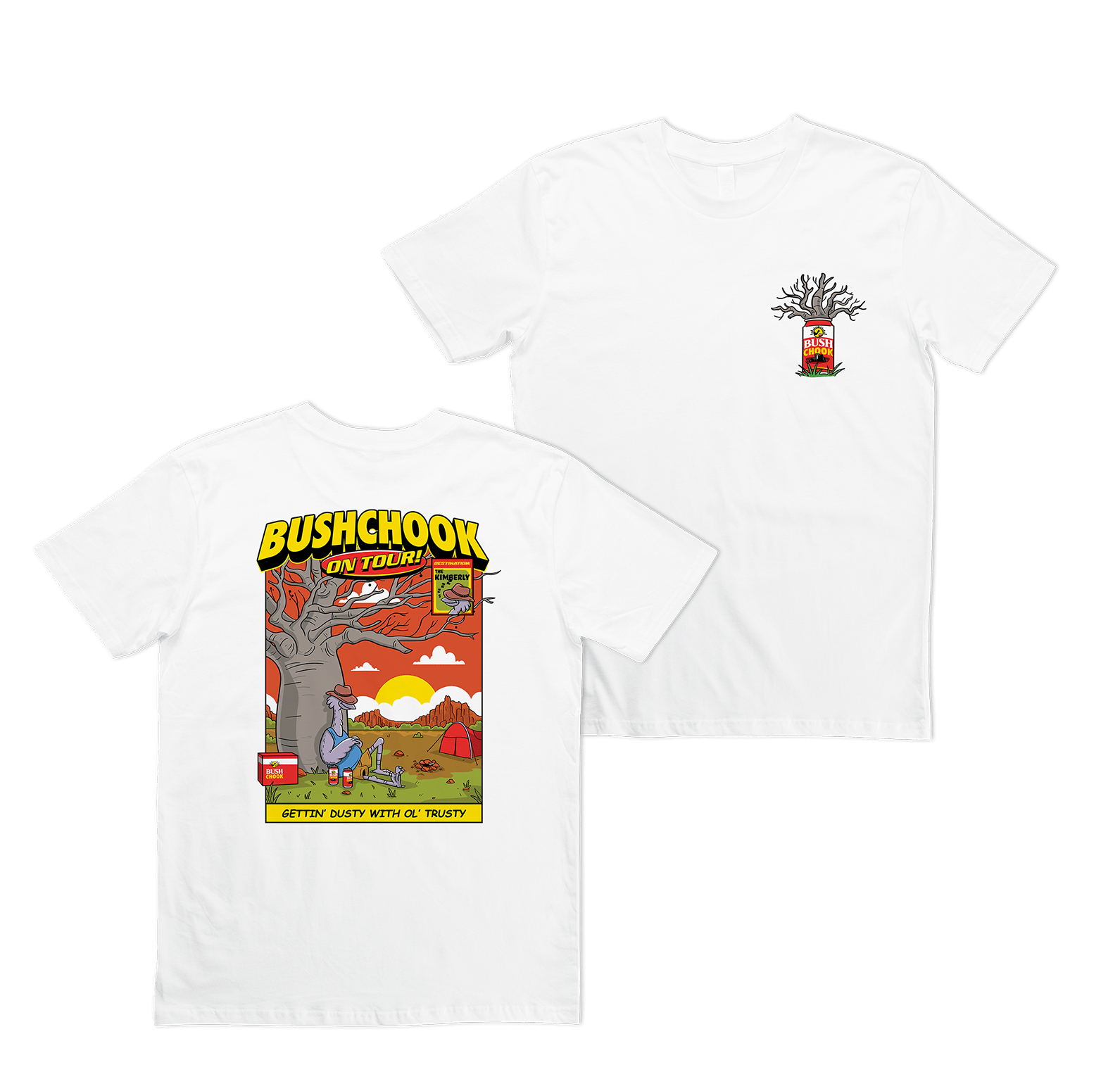 Chooks On Tour: Kimberley Tee White T-Shirt Bush Chook
