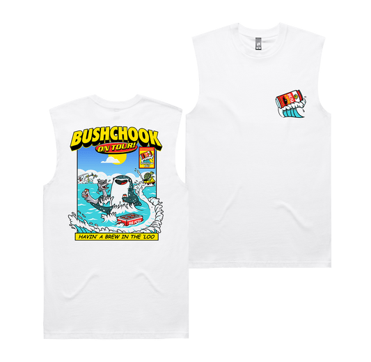 Chooks On Tour: Ningaloo Muscle Tee White Hoodie Bush Chook