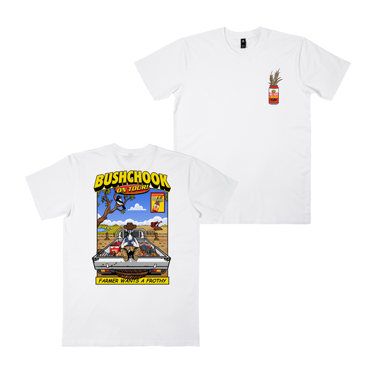 Chooks On Tour: Wheatbelt Tee White T-Shirt Bush Chook