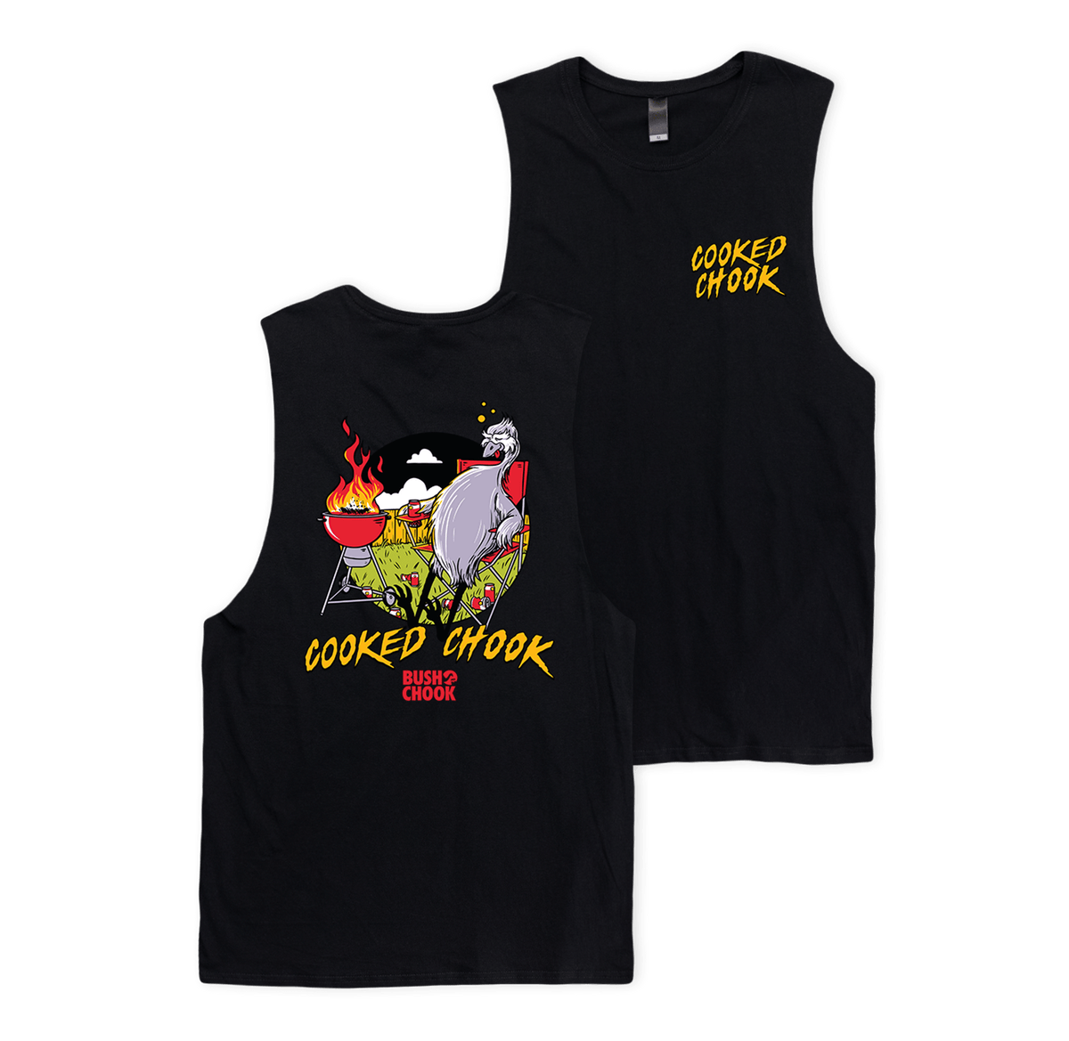 Cooked Chook Muscle Black Clothing Bush Chook