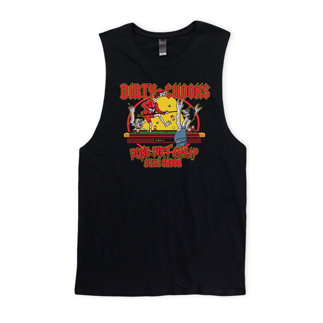 Dirty Chooks Muscle Tee Black Muscle Bush Chook