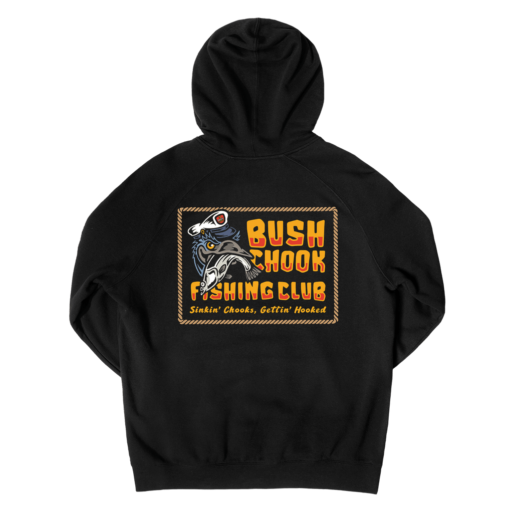 Fishing Club Hoodie Black Hoodie Bush Chook
