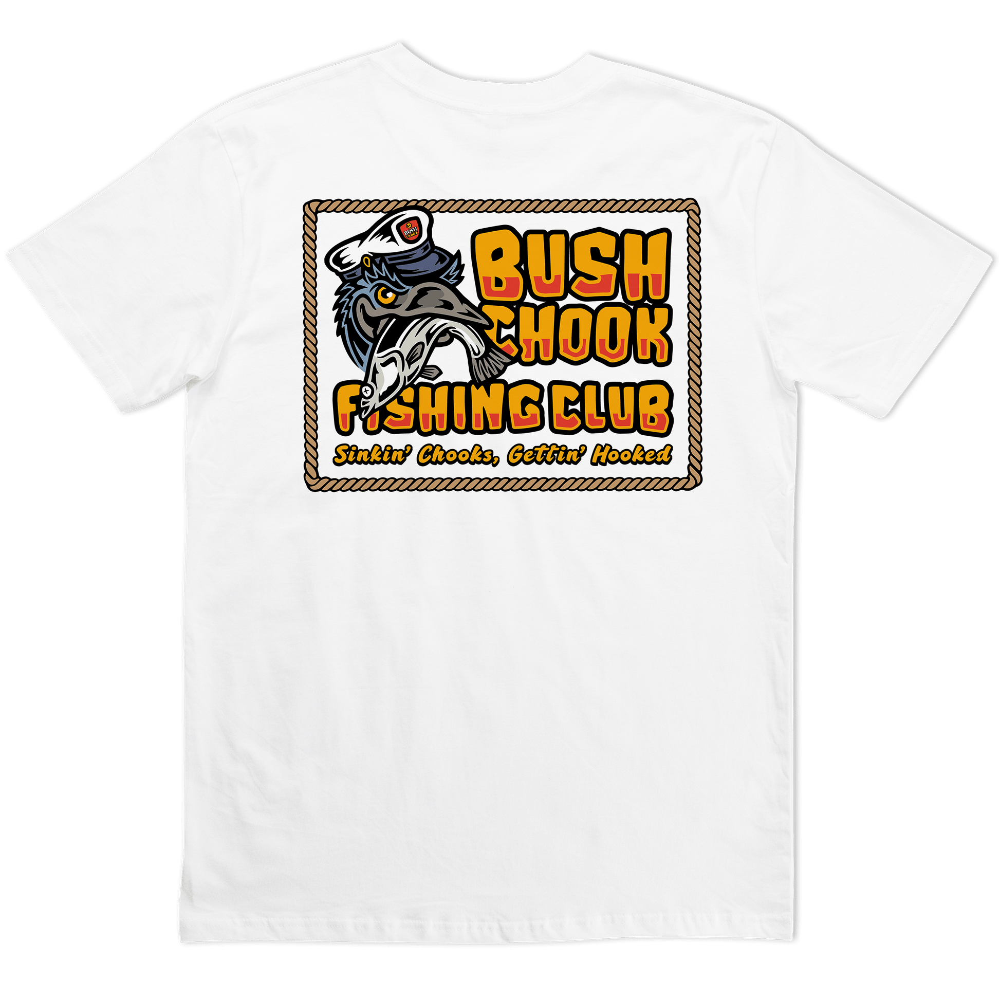 Fishing Club Tee White T-Shirt Bush Chook