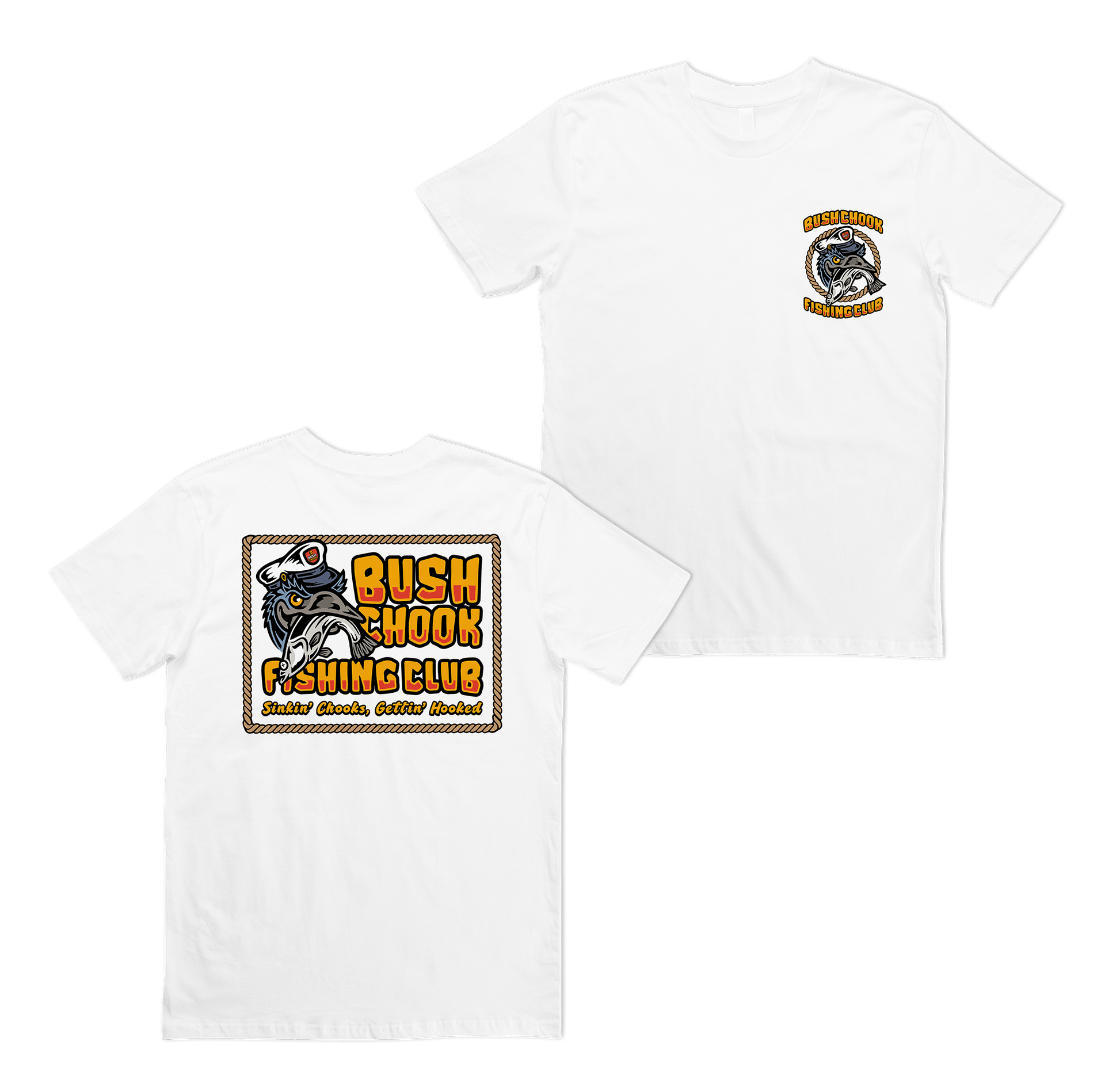 Fishing Club Tee White T-Shirt Bush Chook