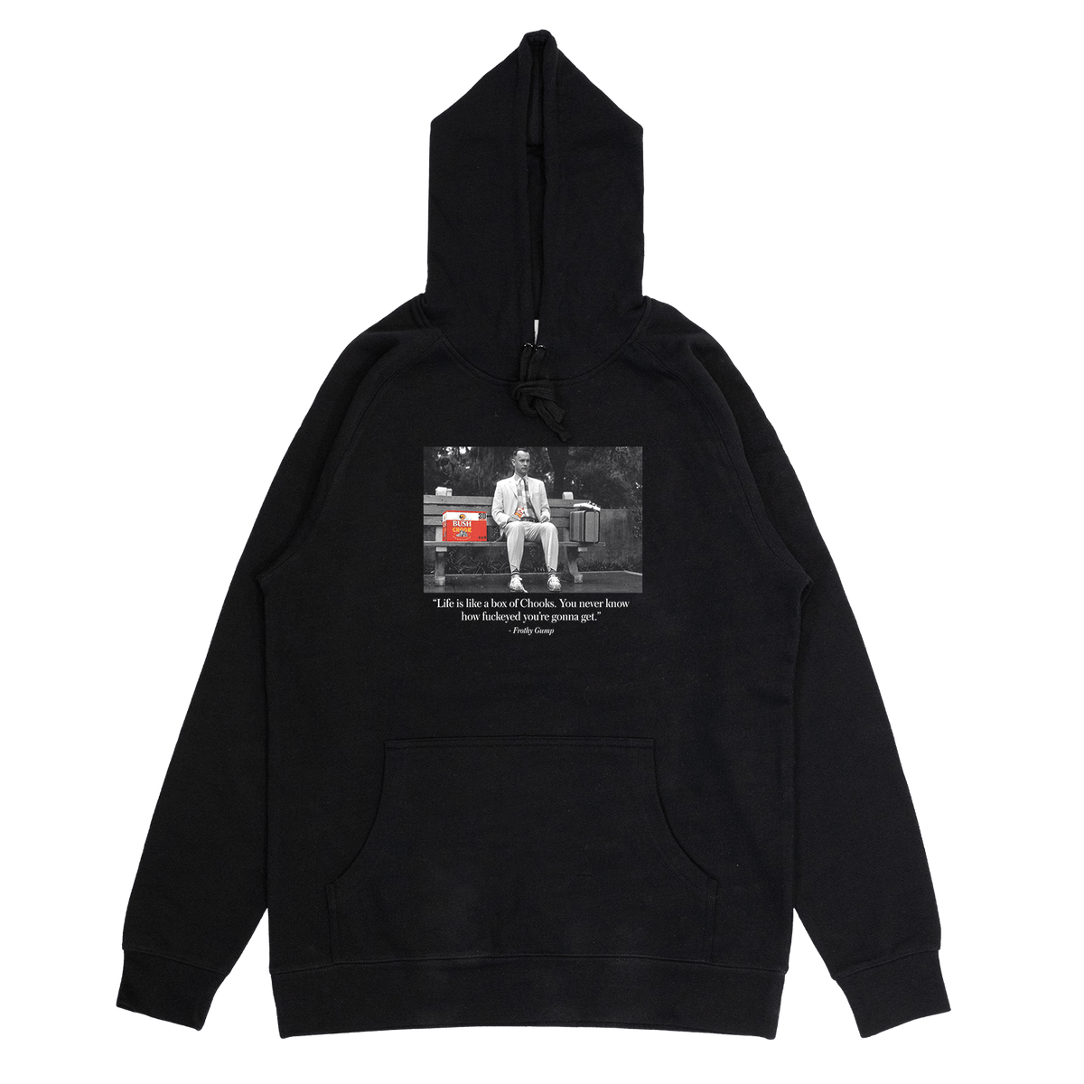 Frothy Gump Hoodie Black Hoodie Bush Chook