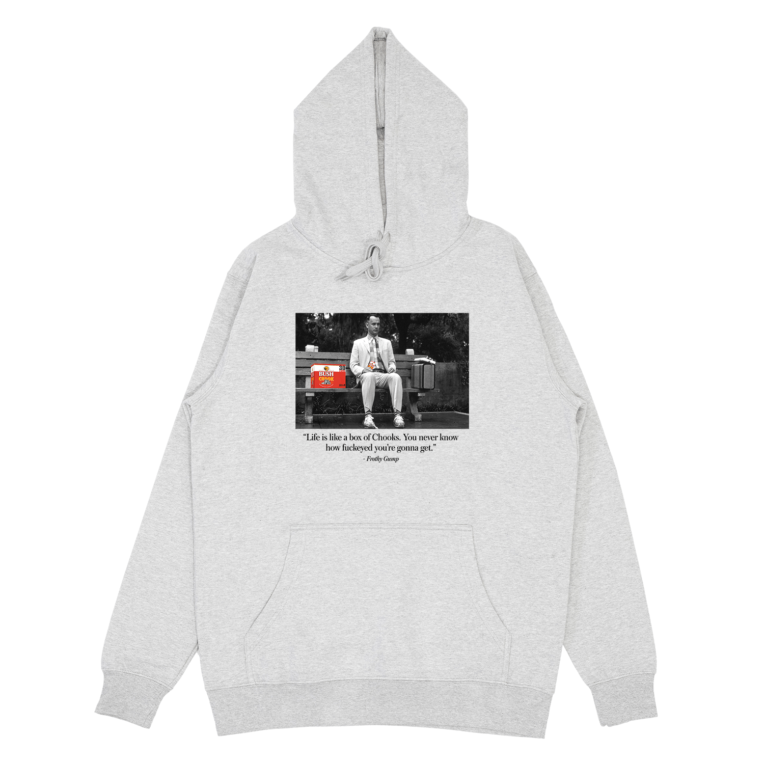 Frothy Gump Hoodie Grey Hoodie Bush Chook