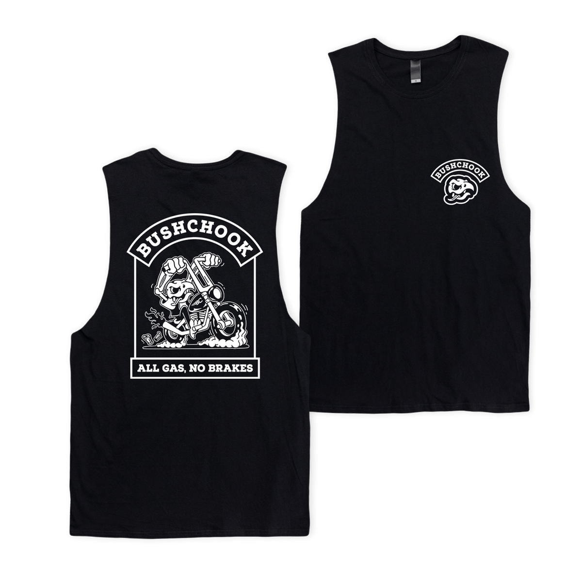 Gassed Muscle Tee Black Muscle Bush Chook