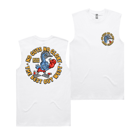 Glory Muscle Tee White Muscle Tank Bush Chook