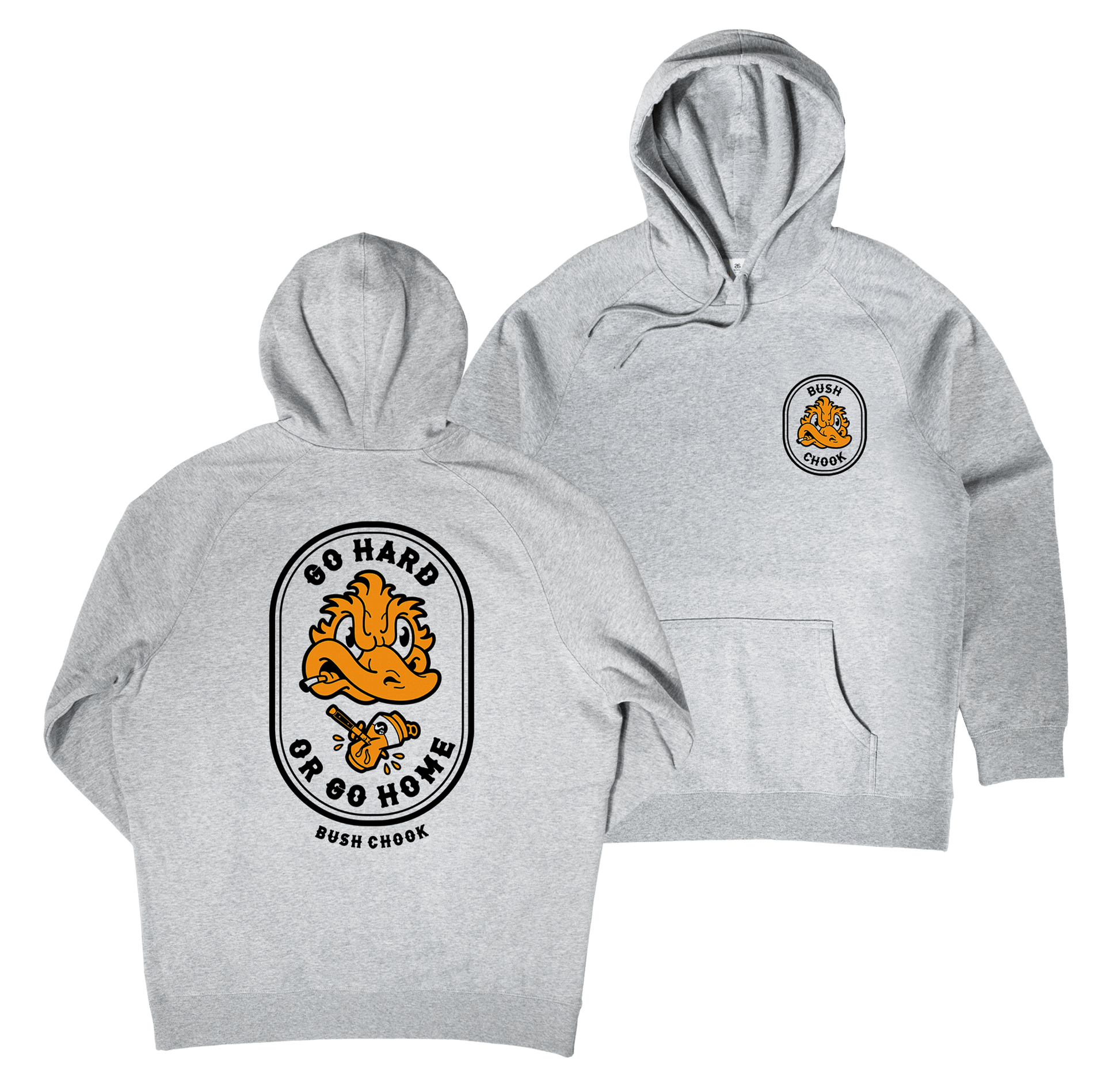 Go Hard or Go Home Hoodie Grey Hoodie Bush Chook