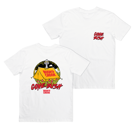 Gone Bush Tee White Clothing Bush Chook