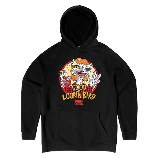 Good Lookin' Bird Hoodie Black Hoodie Bush Chook