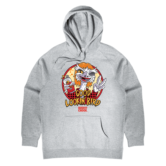 Good Lookin' Bird Hoodie Grey Hoodie Bush Chook