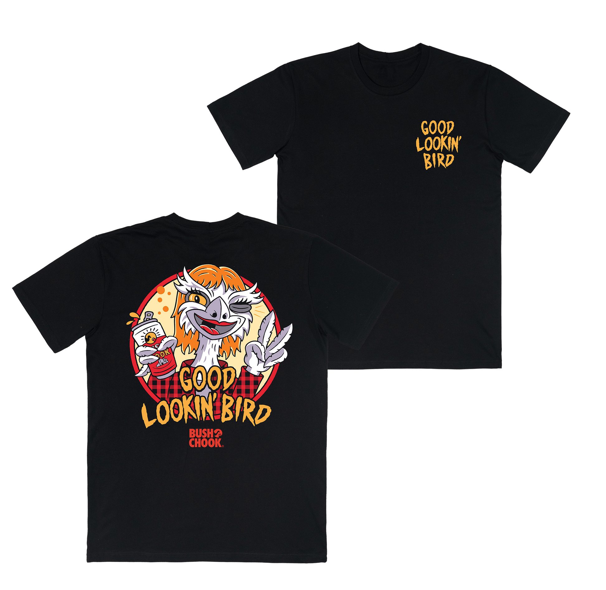Good Lookin' Bird Tee Black T-Shirt Bush Chook