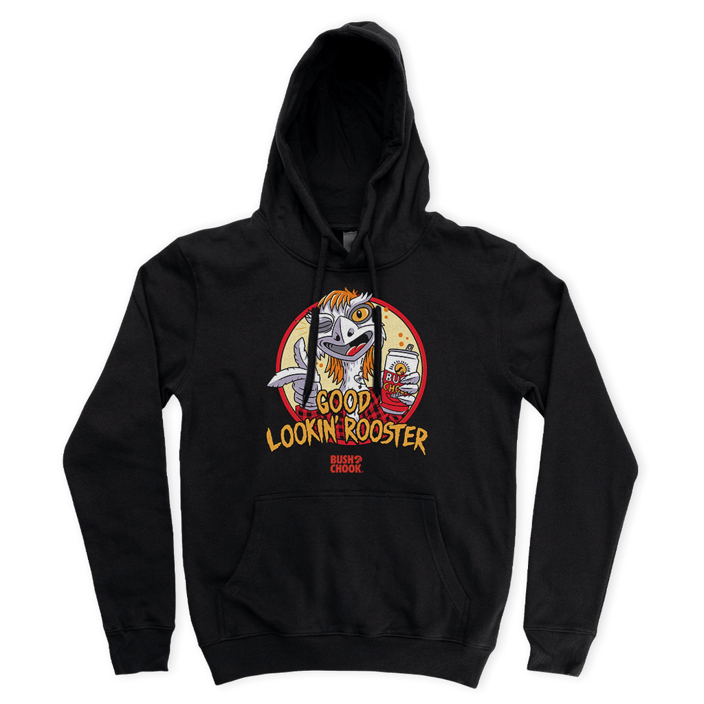 Good Lookin' Rooster Hoodie Black T-Shirt Bush Chook