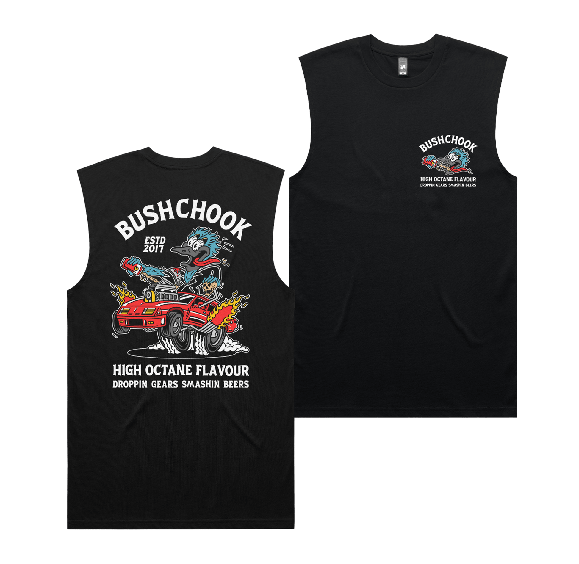 High Octane Muscle Tee Black Muscle Tank Bush Chook