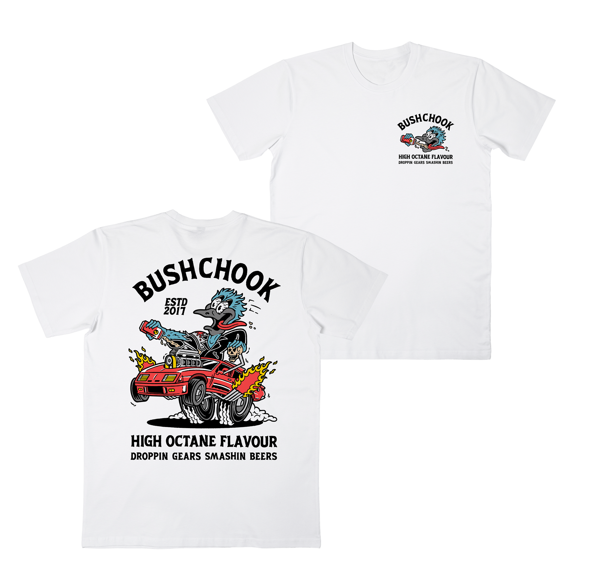 High Octane Tee White T-Shirts Bush Chook