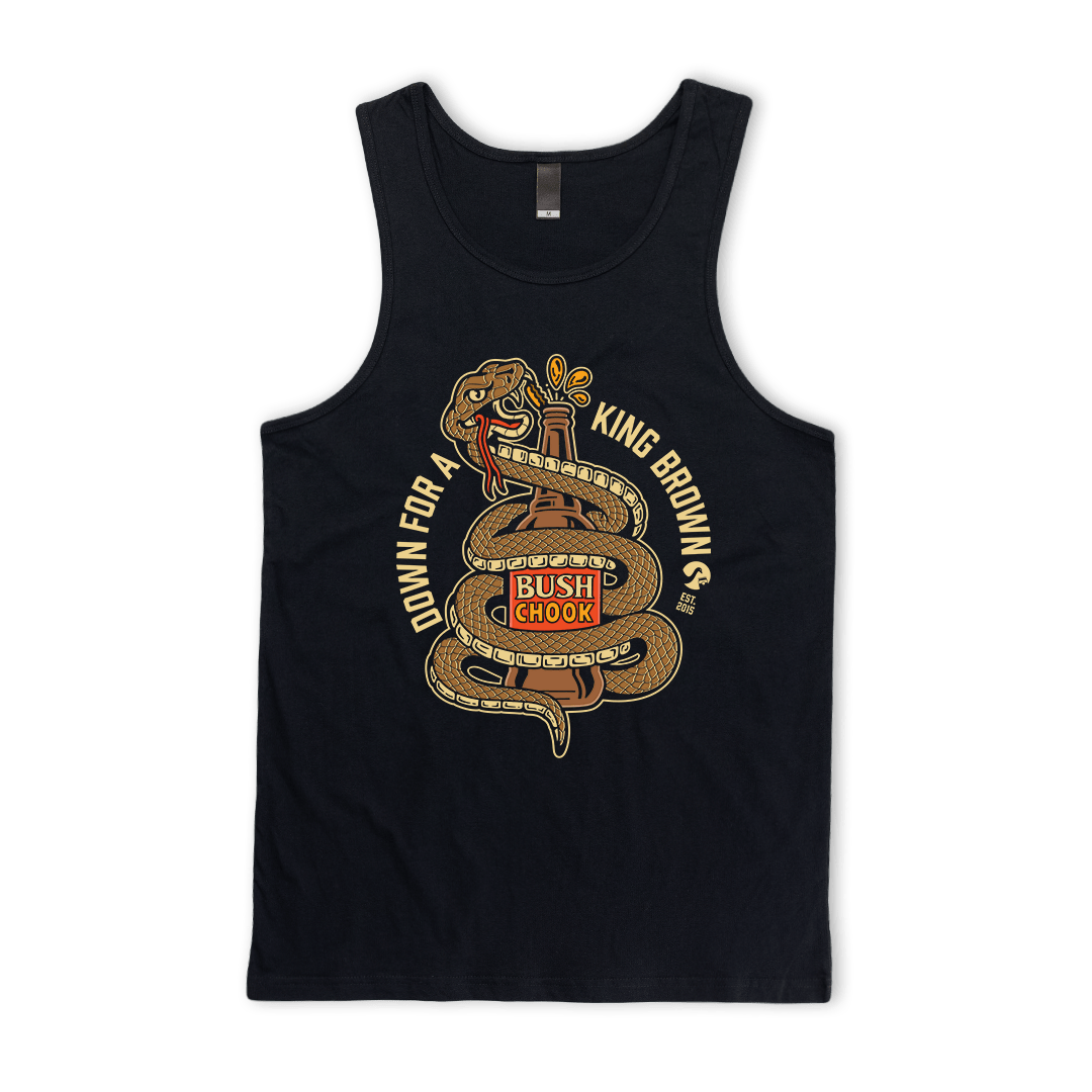 King Brown Singlet Black Singlet Bush Chook