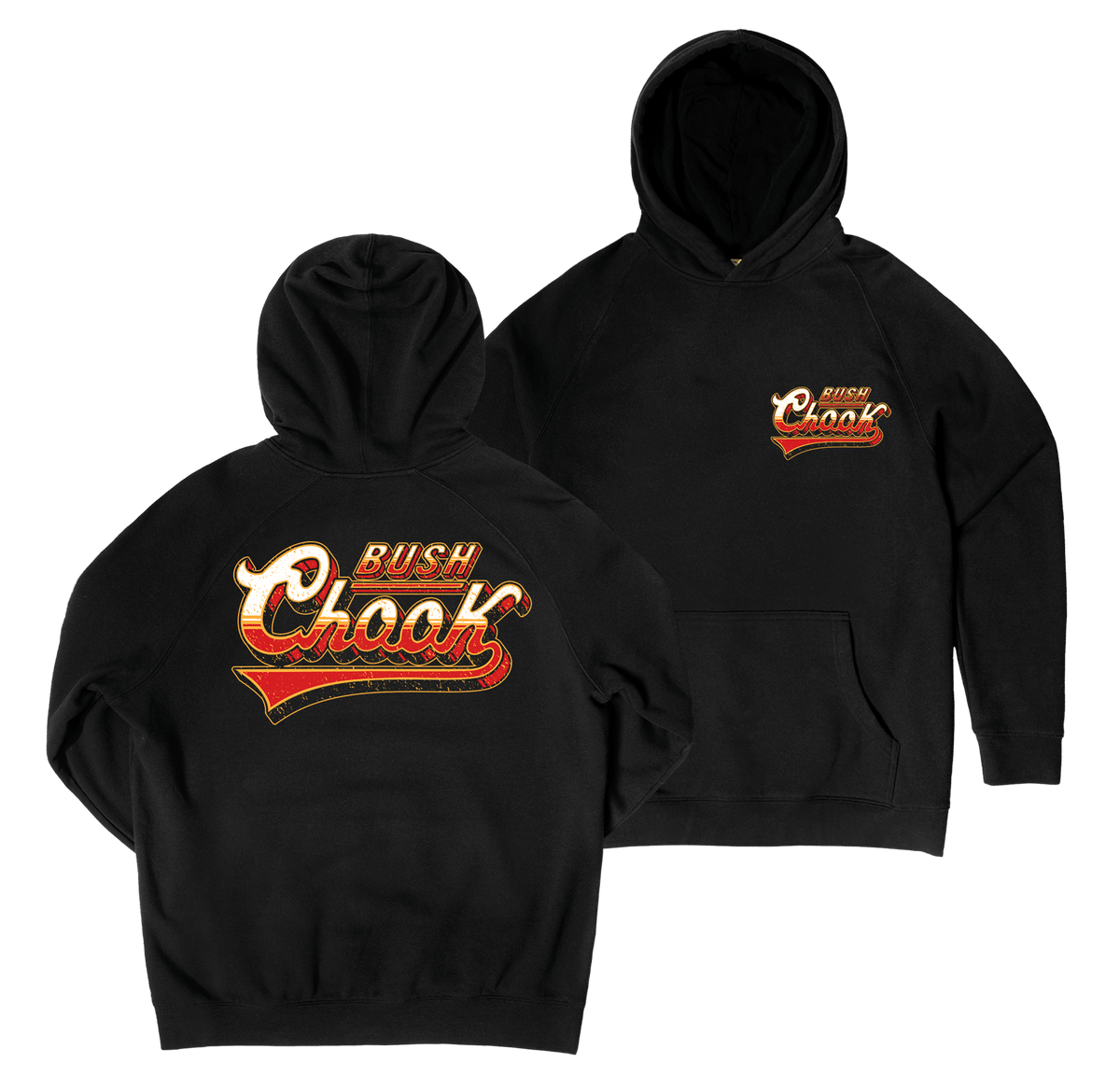 Old School Hoodie Black Hoodie Bush Chook