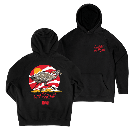 One For the Road Hoodie Black Hoodie Bush Chook