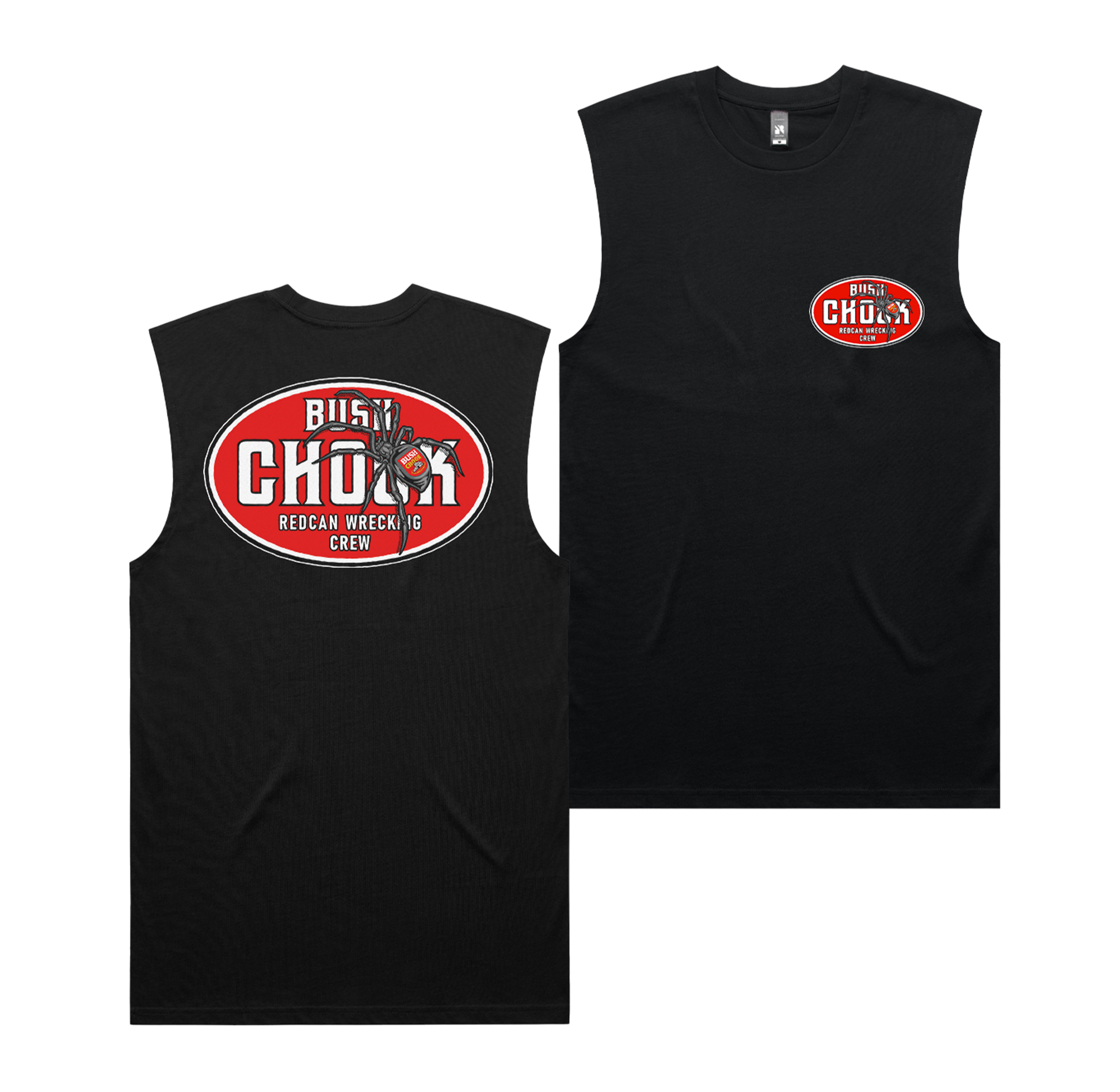 Redback Wreckers Muscle Tee Black Muscle Tank Bush Chook