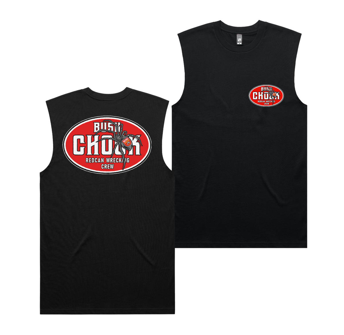 Redback Wreckers Muscle Tee Black Muscle Tank Bush Chook