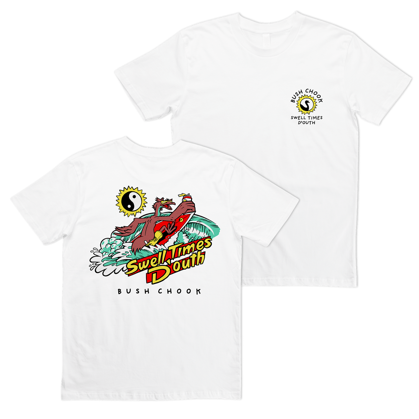 Swell Time D'outh Tee White T-Shirt Bush Chook