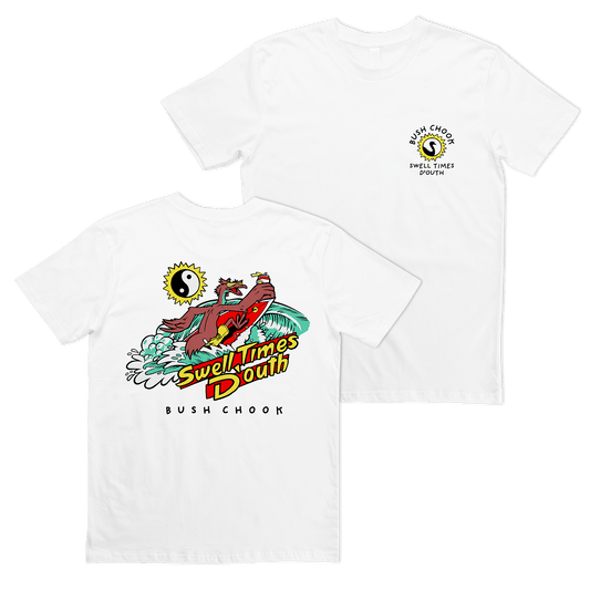 Swell Time D'outh Tee White T-Shirt Bush Chook