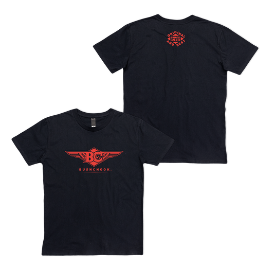 Wings Tee Black T-Shirt Bush Chook