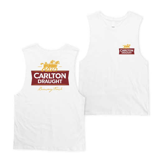 Carlton Draught Classic Muscle Tee White Muscle Tanks Carlton Draught