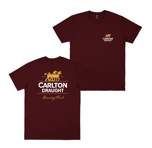 Carlton Draught Classic Tee Burgundy T-Shirt Carlton Draught