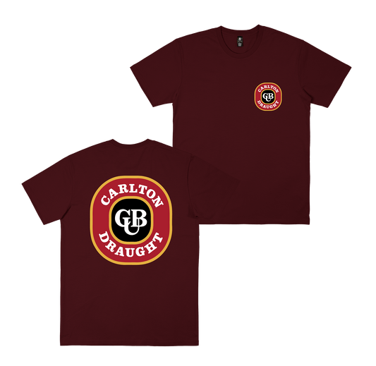 Carlton Draught Vintage Tee Burgundy T-Shirt Carlton Draught